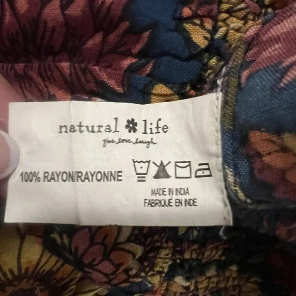 Natural Life Crop Top Smocked Floral Short Sleeve Size Médium Ruffle Shirt Boho - Picture 8 of 8